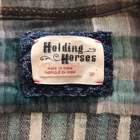 ANTHROPOLOGIE HOLDING HORSES MIXED PLAID TUNIC - Picture 5 of 9